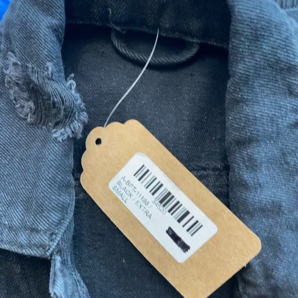 Daisy Lane Distressed 2 Striped Jean Jacket - Picture 4 of 7